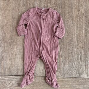 Mori Baby Cozy Pink Ribbed Zipper Footie Size Newborn